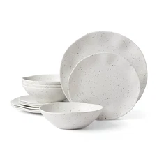 Oneida 895951 Terrazzo Melamine 12-Piece Dinnerware Set Cream Lightweight Kit...