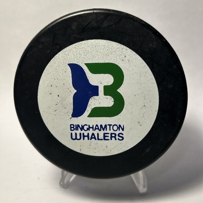 Binghamton Whalers AHL (White Logo) Official Game Hockey Puck Canada Inglasco