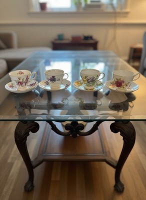 Vintage Lot of 4 Tea Cups and Saucers . Cottagecore. English Tea Party