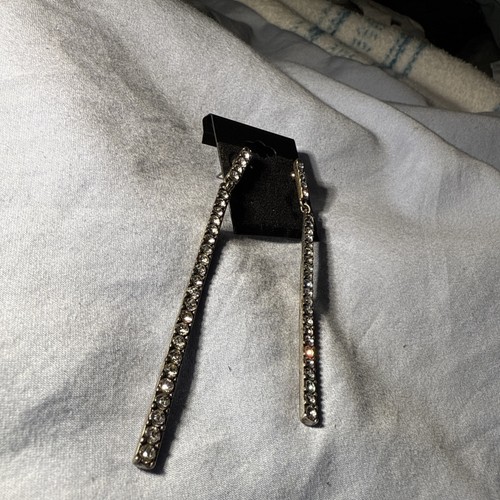 Swarovski Dangle Drop Post Earrings, Gold tone Plated Clear Crystals - Picture 3 of 6