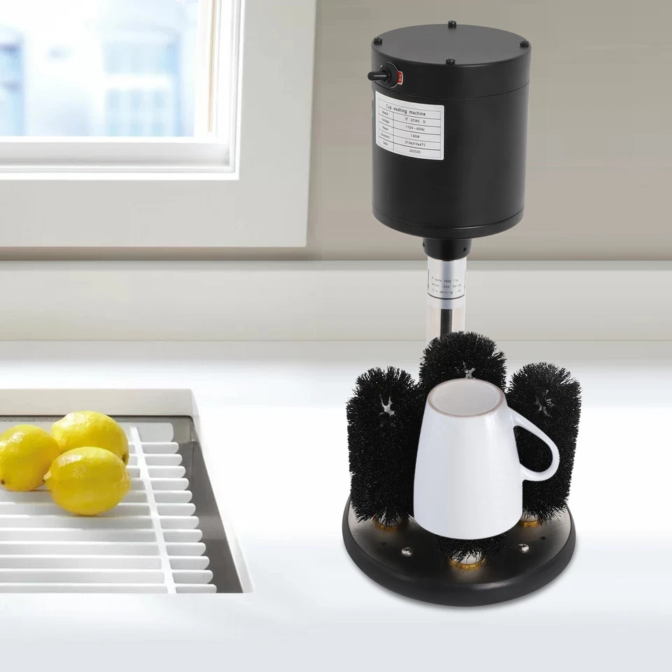 110V Electric Glass Washer 5-Brush Bar Glass Cleaner 300 Cups/H for Wine Glass - Image 2 of 4
