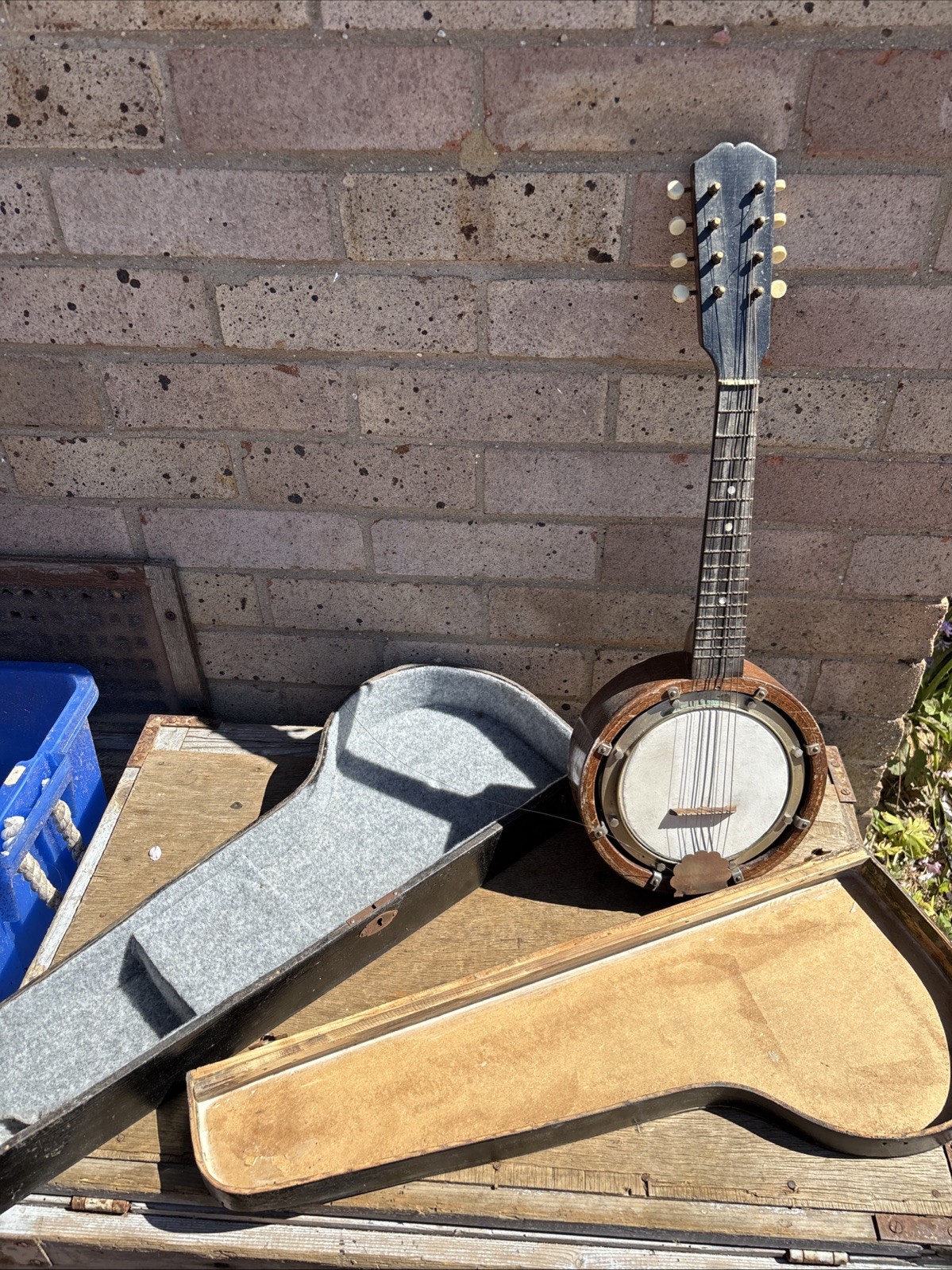 Antique  /  Vintage Banjo With Case Rare 8 String