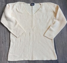 Vintage Knits Landing Sweater L Pastel Yellow Knit Top Made in USA Retro Chic