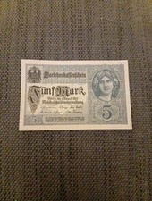 Reichsschuldenverwaltung F&uuml;nf Mark Darlehenskassenschein, 1. August 1917