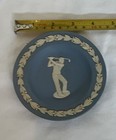 Wedgwood Blue Jasperware Golfer Decorative Plate, White Relief, England — photo 2