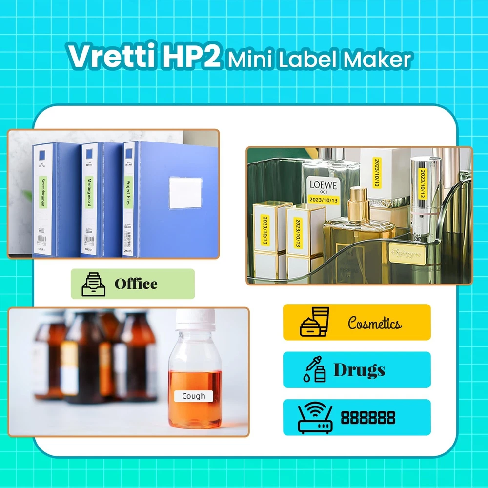 HP2 Bluetooth Label Maker with Tape - Portable Printer for Storage & Organization