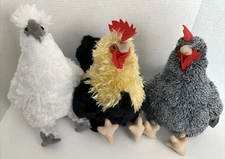 Adore Plush Co Rooster & 2 Chickens "Valiant" "Puffy" "Roxy" Plush Toy Animals