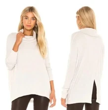 We The Free People Womens L Juicy Ribbed Tulip Back Cowl Tunic Top Light Yellow