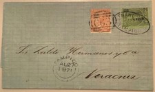 Mexico 1868 Hidalgo RARE mixed franking GB used abroad 4d C63 Tampico cover 1871