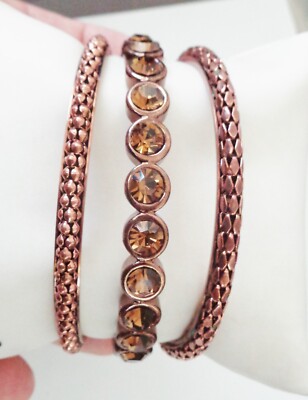 VINTAGE 3 GRAZIANO COPPER BRACELET AMBER STONES DESIGN NR
