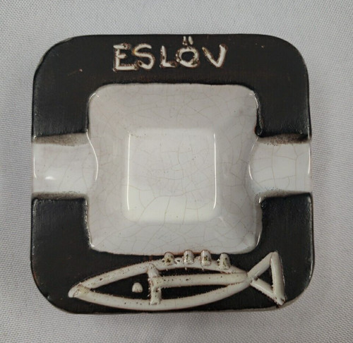 Vintage Eslov Sweden Souvenir Trinket Ash Tray w Fish Design Marked GABRIEL VW
