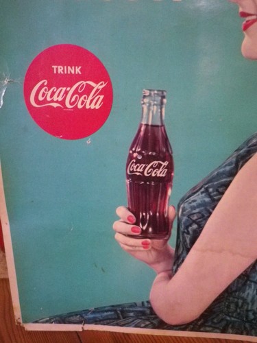 Coca Cola Cardboard 60er Jahre Coke Pappschild Reklameschild Werbung Reklame - Bild 2 von 10