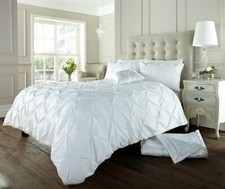 Image of PINTUCK Pleated Alford DUVET COVER SET Bedding With Pillowcase All UK Sizes