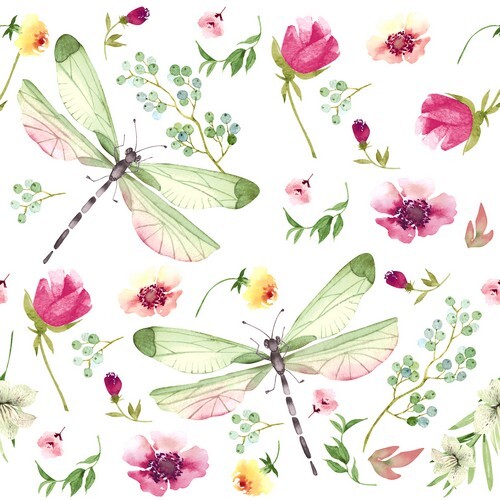 20 Servietten Summer Field Libellen Tiere Blumen Garten Natur Tischdeko 33X33Cm-image