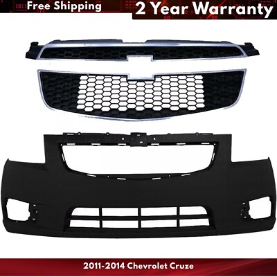 Front Bumper Cover & Grille Assembly Kit For 2011-2014 Chevrolet Cruze