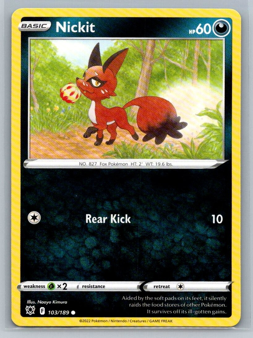 Nickit 2022 Pokémon TCG Trading Card 103/189 Astral Radiance FREE SHIPPING !