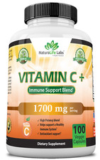 Vitamin C 1,700 MG with Vitamin D3, Zinc, Elderberry, Ginger Root - 100 v caps