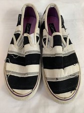 Circa White Black Montague Strip Print Canvas Mens Boys Skate Shoes UK Size 6.5