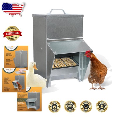 50 lb Capacity Chicken Feeder with Protective Awning - Weatherproof Design
