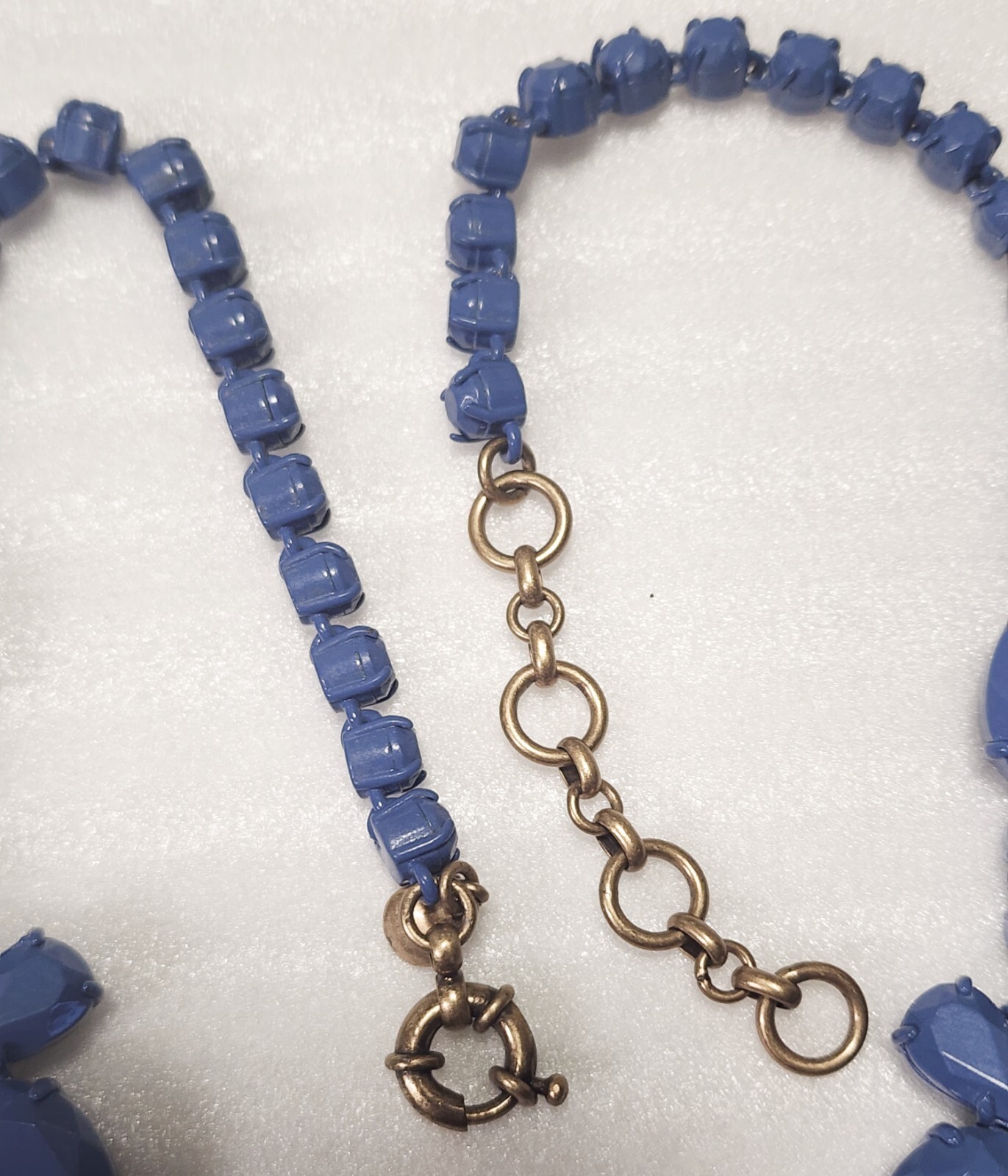 J Crew Signed Matte Blue Dangle Statement Necklac… - image 7