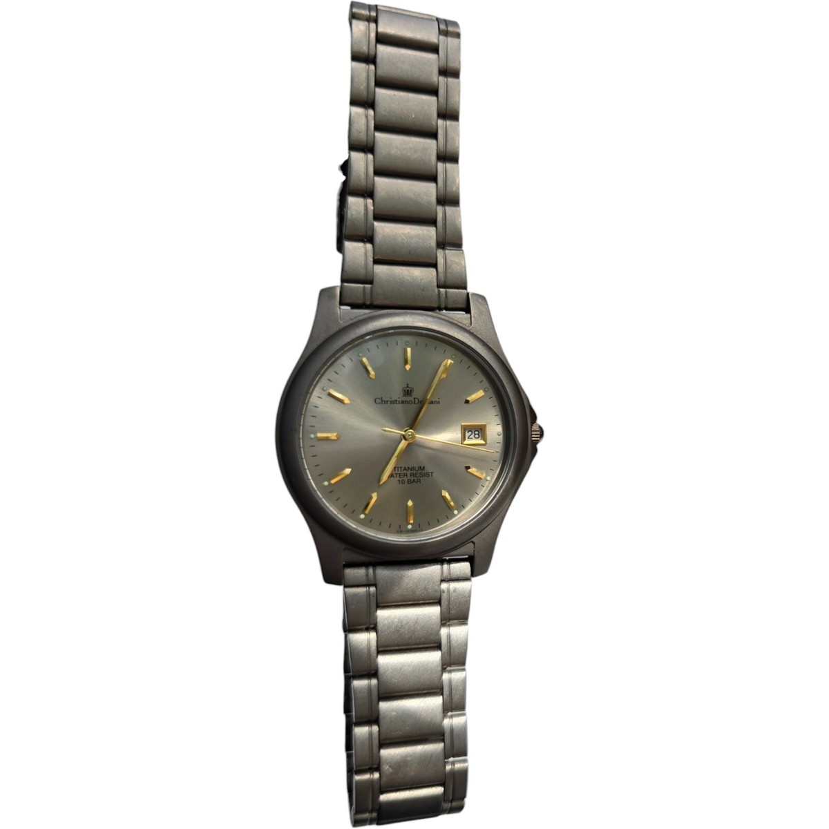 VTG Christiano Domani Titanium Watch CD1170-T Gray Date Lightweight Green & Gold DANILO-206 Men main image 4