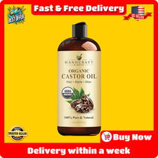 Premium Organic Castor Oil 100 Pure and Hexane-Free Cold-Pressed Beauty 16 fl.