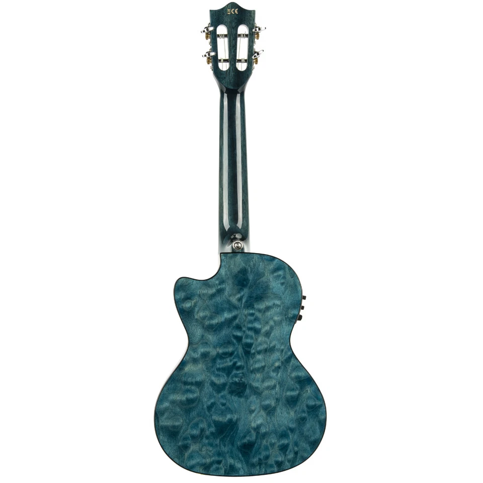 Lanikai QM-BLCET Quilted Maple Blue Stain Tenor Acoustic Electric Ukulele + Case - Image 3 of 4