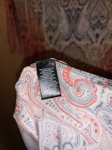 Mlle Gabrielle Poly spandex Rust/Cream Plus-size 2X Paisley Print Shift Dress - Picture 7 of 7