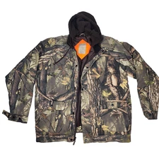 Master Sportsman Rugged Outdoor Gear Hooded Camo Zip Hunting Jacket Men XL