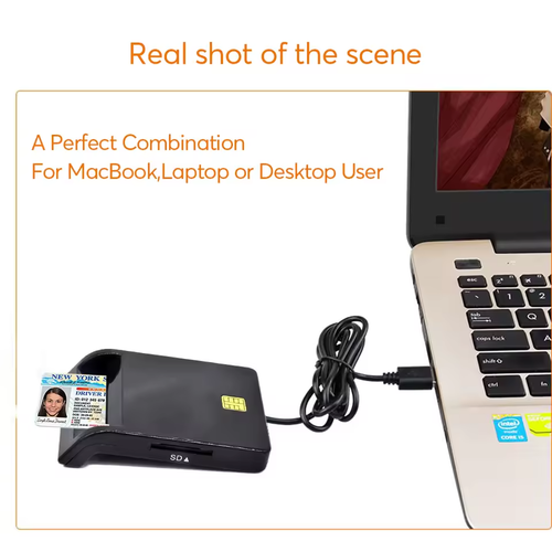 USB 2.0 Chipkartenleser Personalausweis Lesegerät Kartenleser für SIM ID Card DE - Bild 4 von 7
