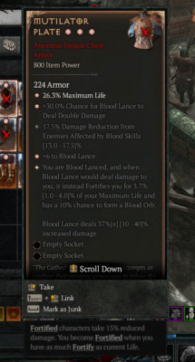 Mutilator Plate 3 GA Ancestral Necromancer - Softcore Eternal Diablo 4 Season 7