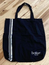 botkier black cloth fabric tote dust bag black silver stripe