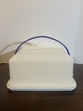 Tupperware Cake Taker Carrier Speckled Fireworks Square Blue Handle Rare