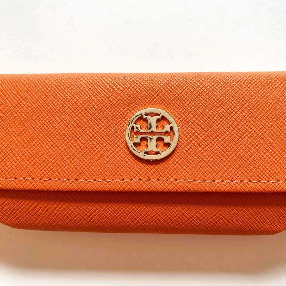 Tory Burch Authentic Orange Eyeglasses Case Only Sunglasses Case Gold Logo - Image 4 of 4