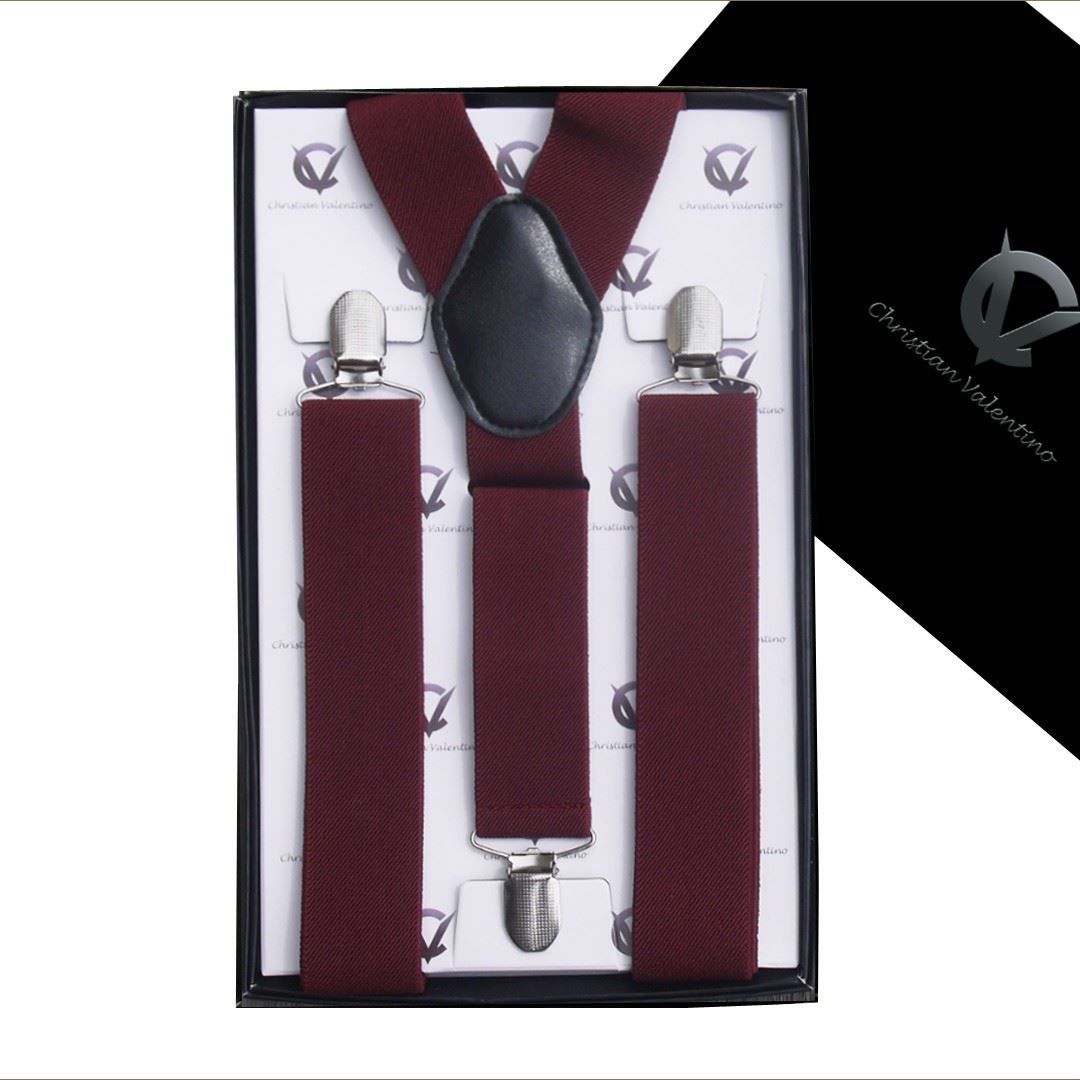Men's Burgundy 35mm Wide Braces Mens Suspenders eBay