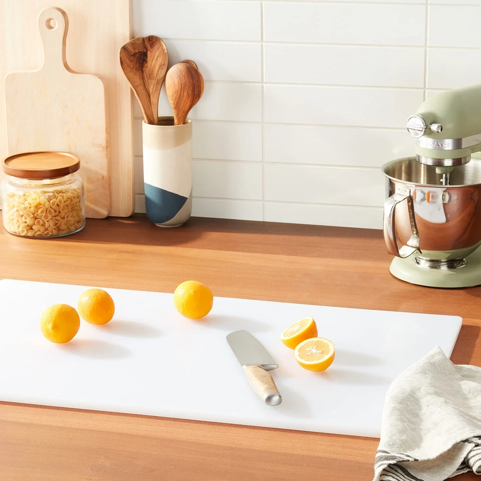 Tabla de cortar de plástico de grado comercial 18x30 blanca con certificación NSF apta para lavavajillas Foto 2 de 2