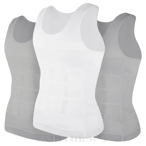 Herren 3er-Pack Schlank Body Shaper Haltung Korrektur Weste Bauch Kompression Tops USA - Bild 26 von 56