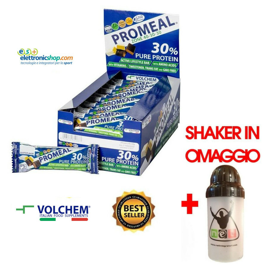 VOLCHEM PROMEAL ZONE 40-30-30 Barrette proteiche gusto NOCCIOLA 24pz + OMAGGIO