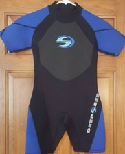 Deep See Suit 2mm Shorty Kids Black/Royal LG 70-85 lbs 