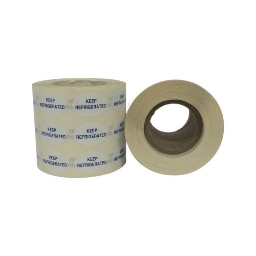1 Roll of 1000 Labels .5"x.75" Small Oval KEEP REFRIGERATED Food Stickers - Picture 3 of 3