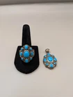 Samuel B Sleeping Beauty Turquoise Ring And Pendant Sterling Silver Size 7.75