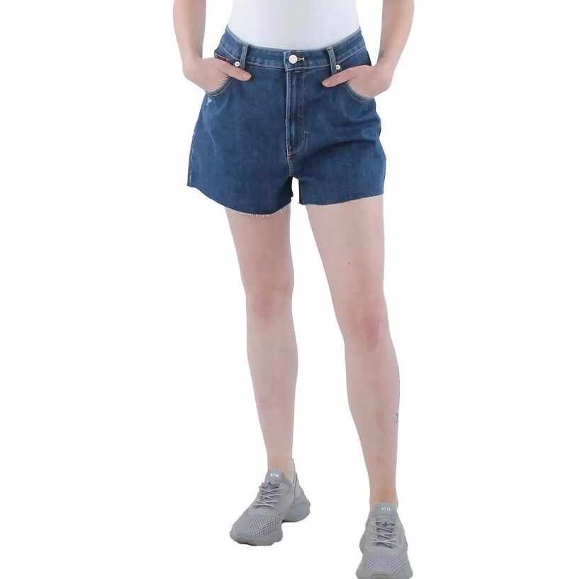 Women's Distressed High Rise Pocket Denim Shorts, Size 26