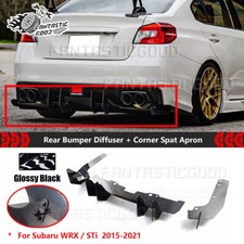 For Subaru Wrx Sti 15-21 V1 Glossy Black Rear Bumper Diffusercorner Spat Aprons