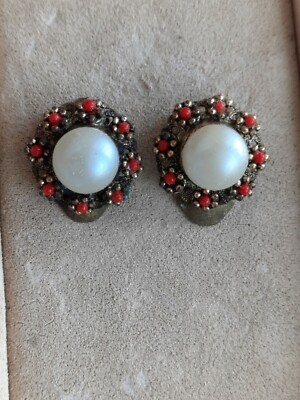 Boucles D'oreilles Vintage En Verre - à Clips/pinces - Anciennes Et Rares