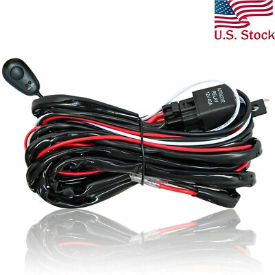 Universal LED Light Bar Wiring Harness Kit 12V 40AMP Relay ON/OFF Switch Cable