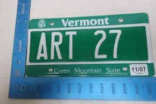 Vermont License Plate Tag 2007 07 VT Vanity Mans Boys Name Arthur ART 27 #2