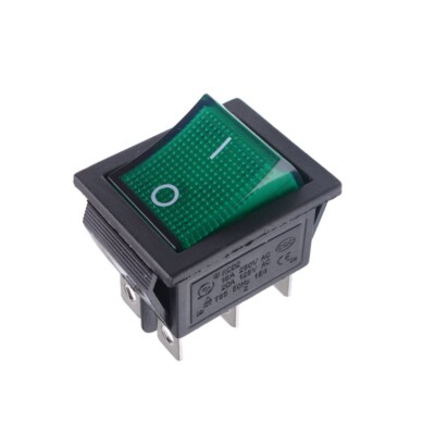 Wippschalter einbau Kippschalter 2 polig (6pin) 16A/250V beleuchtet grün