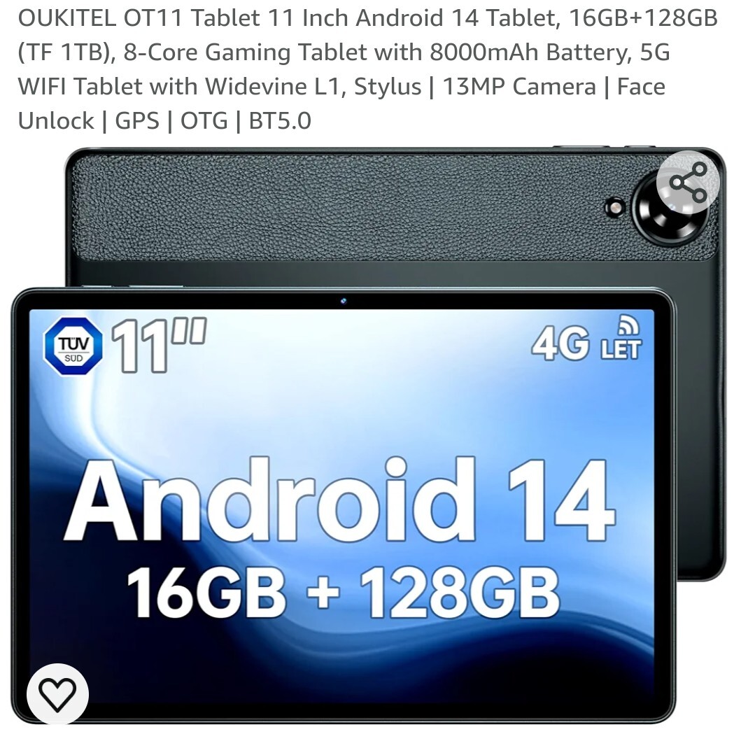 OUKITEL タブレット Android14 16GB+128GB+1TB OUKITEL OT11