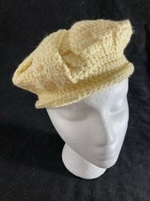 1940's Girl's Winter Hat- Cream Wool Beret- Hand-Knit -VG- CUTE  CHIC - SALE