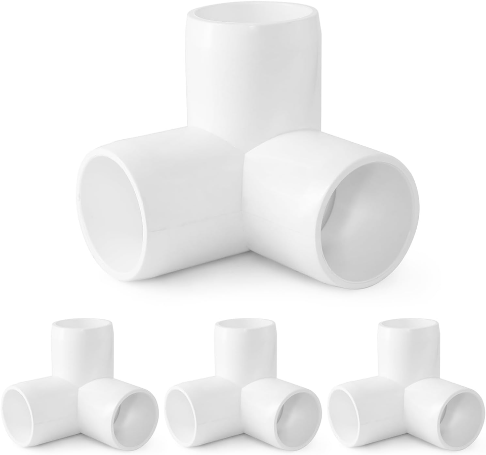 3 Way PVC Pipe Fittings 1 Inch, White PVC Elbow Corner Side Outlet Tee ...
